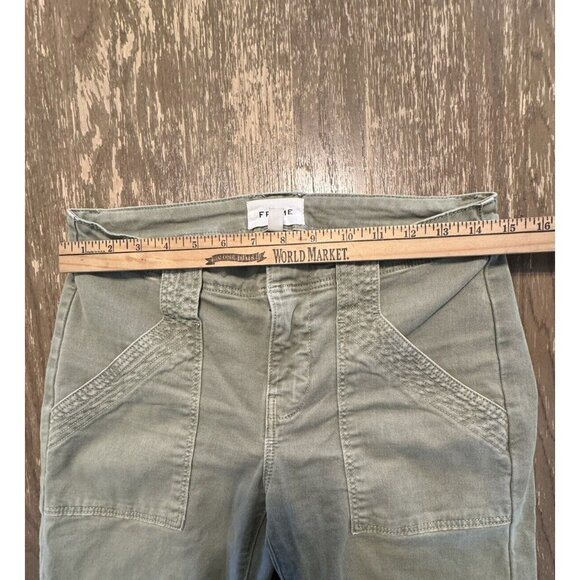 Frame Banded Zipper Bottom Trapunto Moto Pants Joggers Pockets Aloe Green Sz 25 - Picture 5 of 10